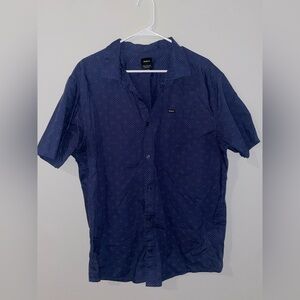 RVCA XXL Men's Short Sleeve Navy Microdot Button-Up Shirt